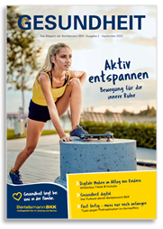 Kundenmagazin September 2020 Titelseite, Sportlerin macht Dehnübung